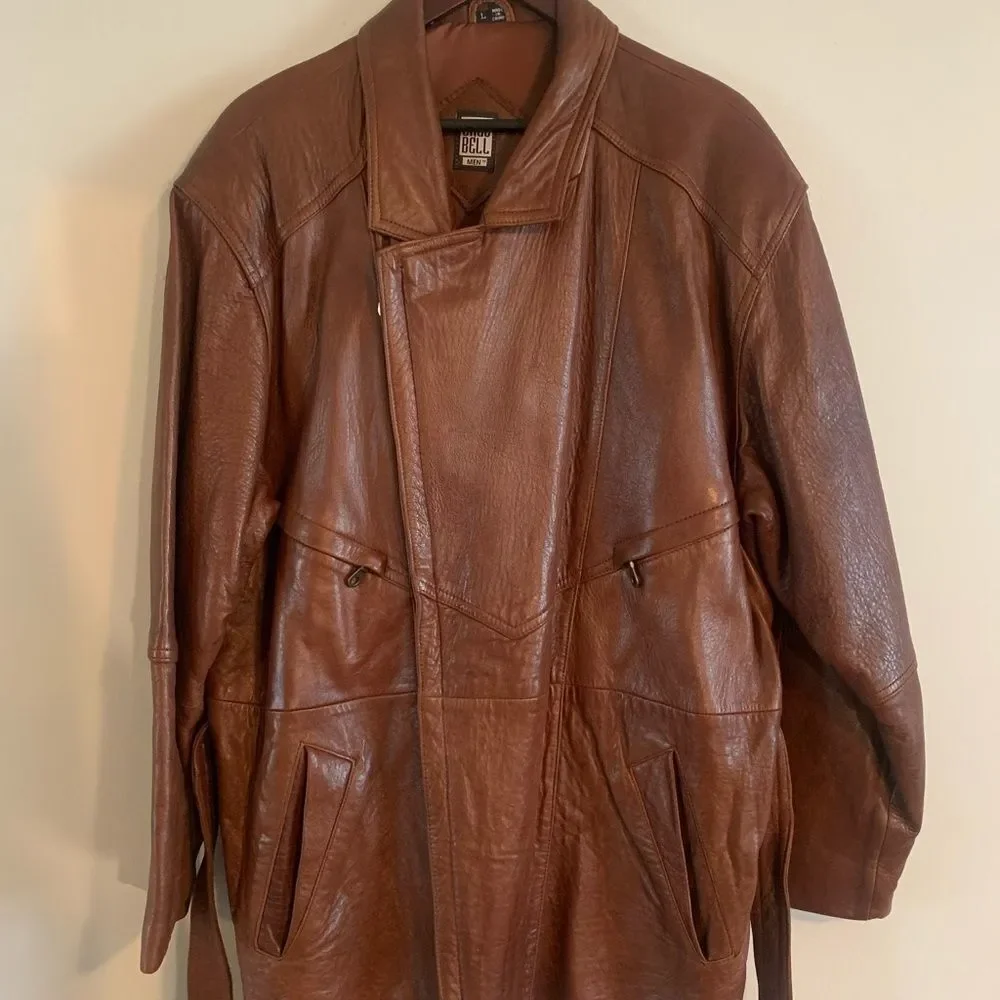 Mens Large Brown Soft leather coat - Picture 3 of 13